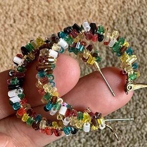 Colorful Beaded Hoop Earrings